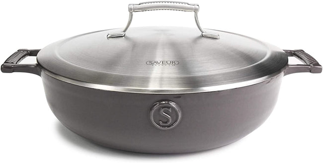 Saveur Selects Voyage Series Enamelled Cast Iron Braiser with Double Walled Insulating Lid - 30cm