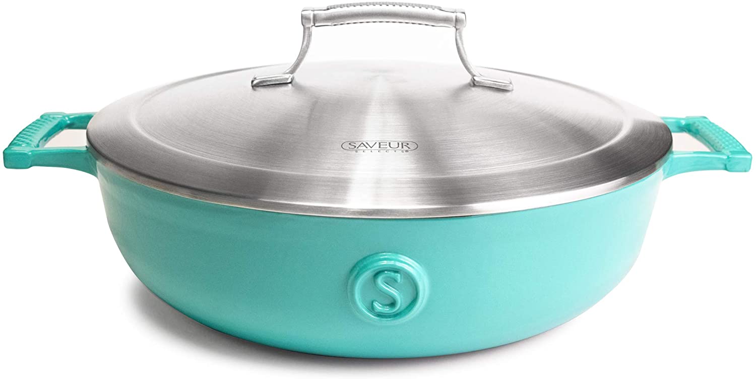 Saveur Selects Voyage Series Enamelled Cast Iron Braiser with Double Walled Insulating Lid - 30cm