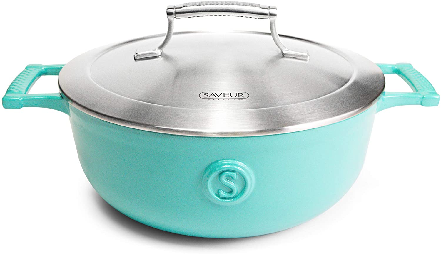 Saveur Selects Voyage Series Enamelled Cast Iron Saucier with Double Walled Insulating Lid - 25cm
