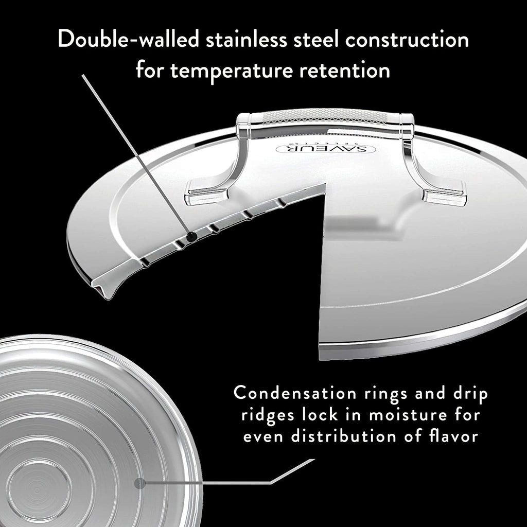 Saveur Selects Voyage Series Enamelled Cast Iron Saucier with Double Walled Insulating Lid - 25cm