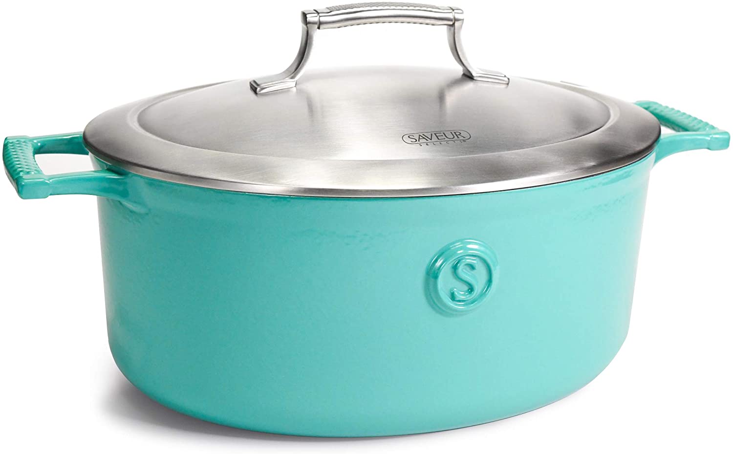 Saveur Selects Voyage Series Enamelled Cast Iron Oval Roaster with Double Walled Insulating Lid - 30cm