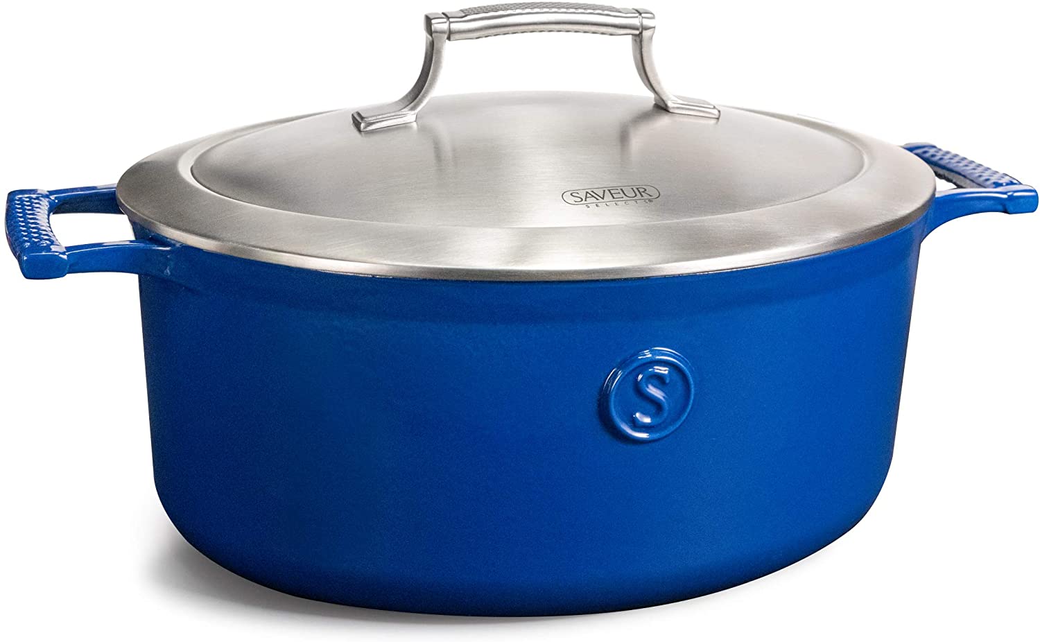 Saveur Selects Voyage Series Enamelled Cast Iron Oval Roaster with Double Walled Insulating Lid - 30cm