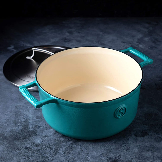 Saveur Selects Voyage Series Enamelled Cast Iron Casserole with Double Walled Insulating Lid - 25cm