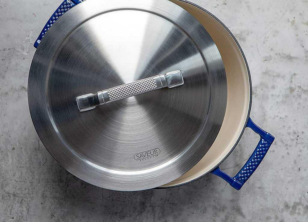 Saveur Selects Voyage Series Enamelled Cast Iron Casserole with Double Walled Insulating Lid - 25cm