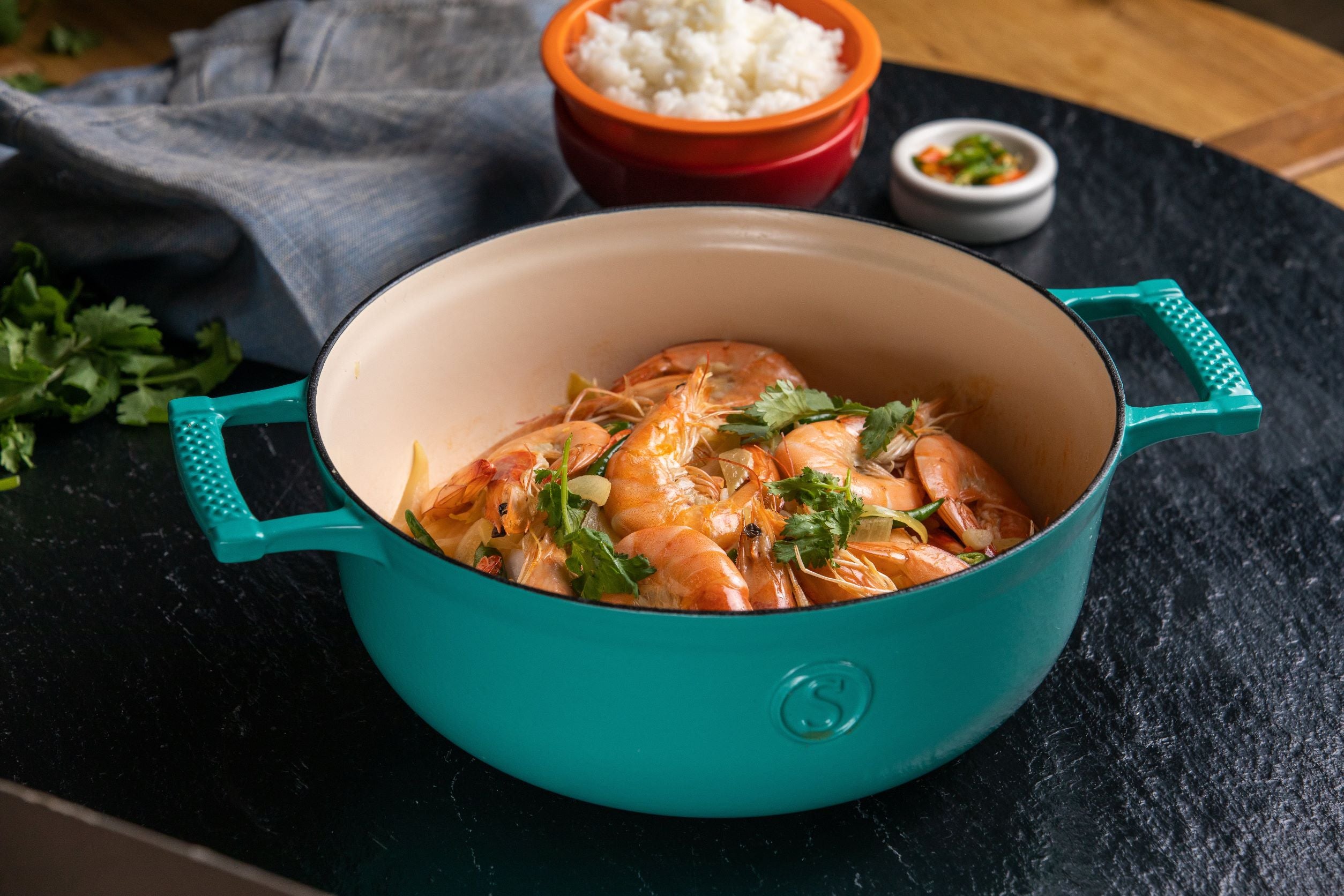 Saveur Selects Voyage Series Enamelled Cast Iron Saucier with Double Walled Insulating Lid - 25cm