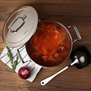 Saveur Selects Voyage Series Tri-ply 5.6L Stockpot with Double walled Insulating Lid - 25cm
